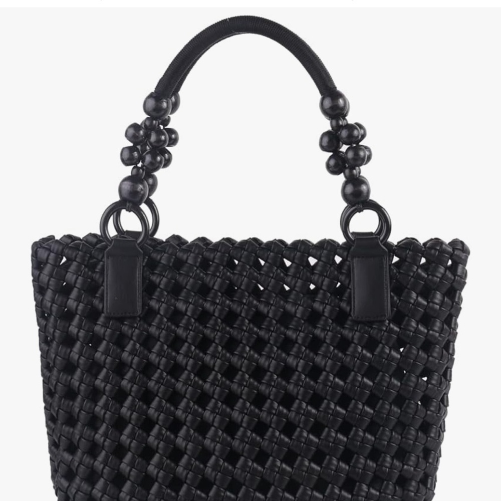 Elegant Black Woven‎ Tote Bag